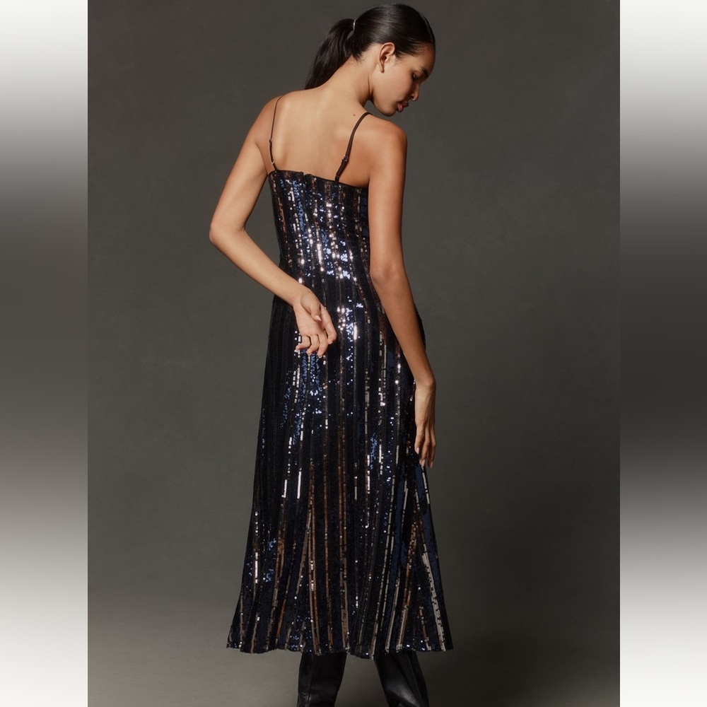 Maeve Sleeveless Sequin Stripe Midi Dress - Picture 3 of 3